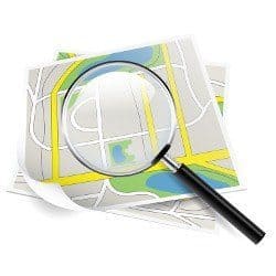 Map and magnifying glass An animated magnifying glass held over a map